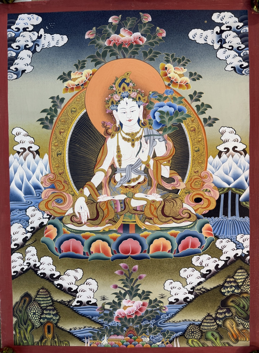 White Tara Thangka - Click Image to Close